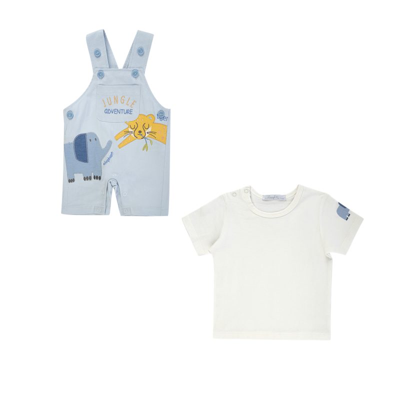 ست تی شرت و سرهمی پسرانه فیورلا مدل فیل و ببر بازیگوش کد 25036