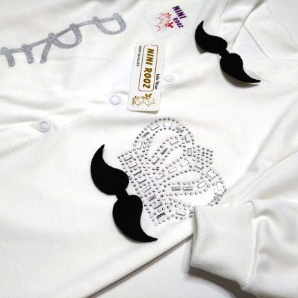 ست سرهمی و کلاه نوزادی پسرانه نی نی روز طرح پرنس کد M449