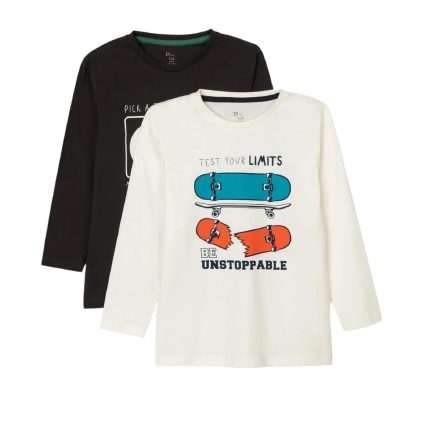 تی شرت آستین بلند پسرانه مدل MDSS-CF8410 مجموعه 2 عددی