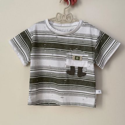 تی شرت آستین کوتاه پسرانه مدل راه راه کد 422102