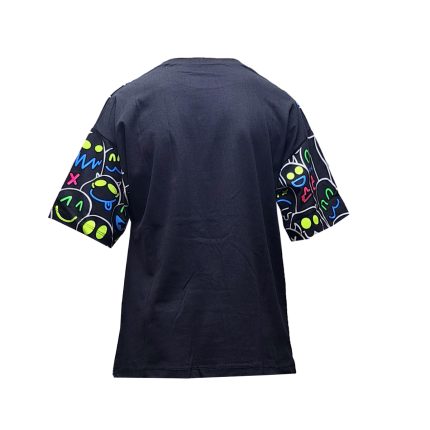 تی شرت آستین کوتاه بچگانه مدل ایموجی بلک لایت کد 1248