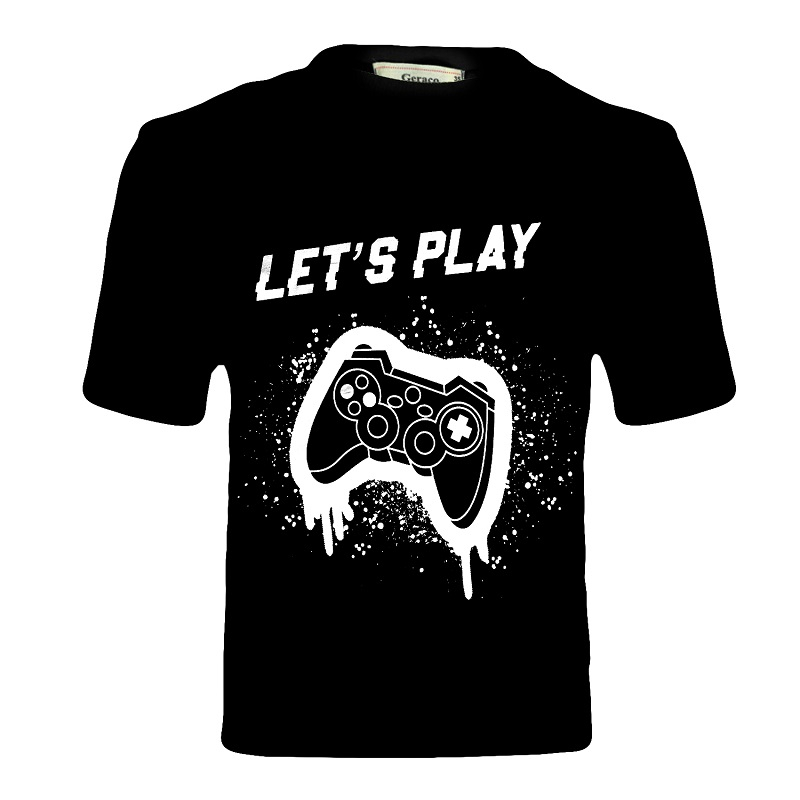 تی شرت آستین کوتاه پسرانه مدل game رنگ مشکی تی شرت آستین کوتاه پسرانه مدل game رنگ مشکی