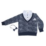 ست سویشرت و پاپیون پسرانه مدل یقه‌دار