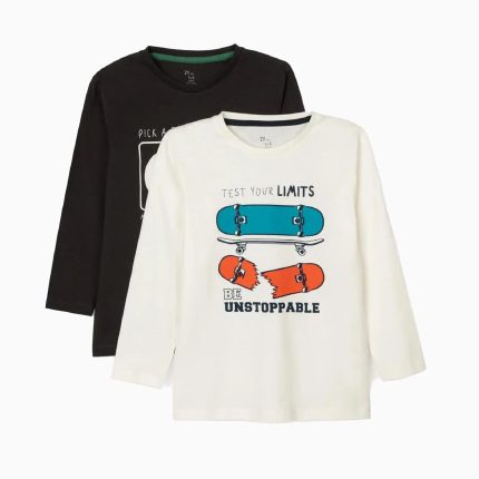 تی شرت آستین بلند پسرانه مدل MDSS-CF8410 مجموعه 2 عددی