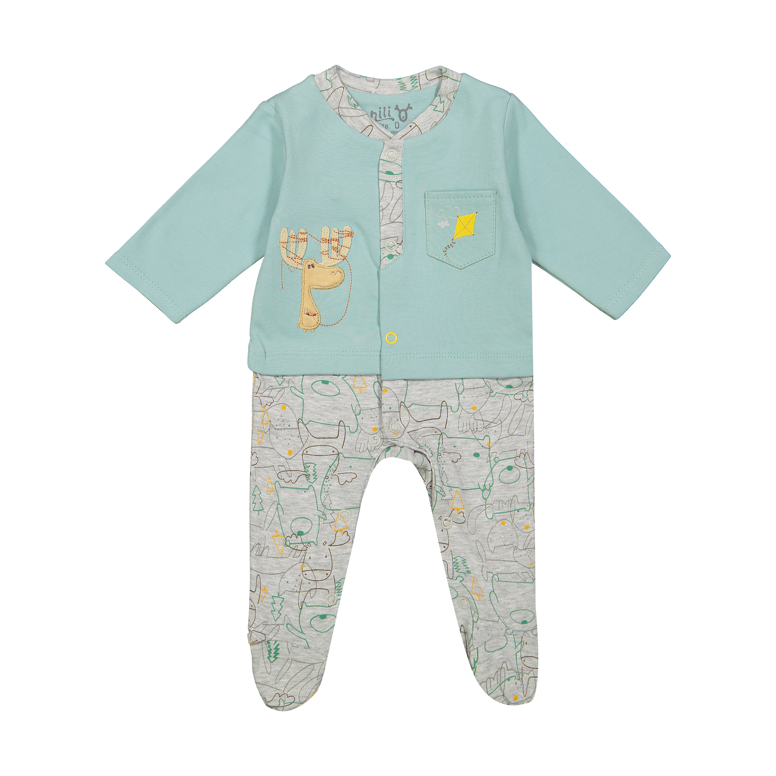 سرهمی نوزادی پسرانه نیلی مدل deer 83201 سرهمی نوزادی پسرانه نیلی مدل deer 83201