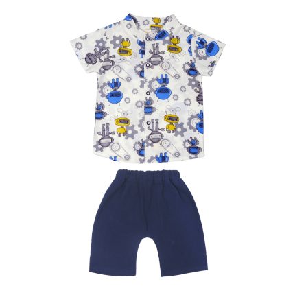 ست پیراهن و شلوارک پسرانه مدل ربات