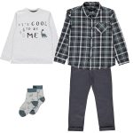 ست 4 تکه لباس پسرانه جورج مدل دایناسور کد GEM776937 رنگ طوسی