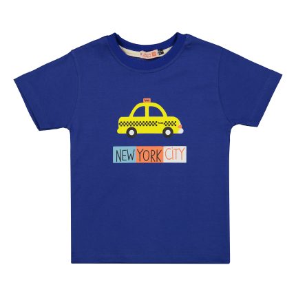 تی شرت آستین کوتاه پسرانه مون‌سا مدل تاکسی رنگ آبی