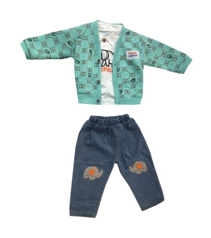 ست 3 تکه لباس پسرانه مدل فیل 1254