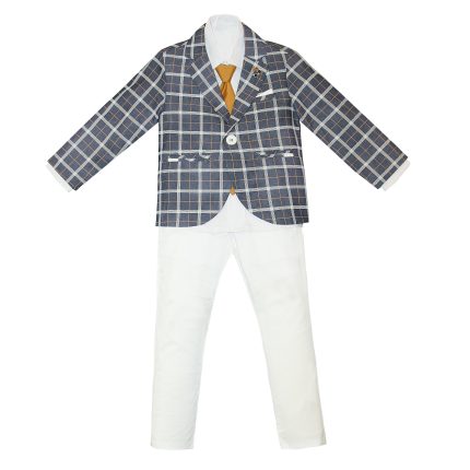 ست 4 تکه لباس پسرانه مدل چهارخانه