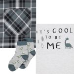 ست 4 تکه لباس پسرانه جورج مدل دایناسور کد GEM776937 رنگ طوسی