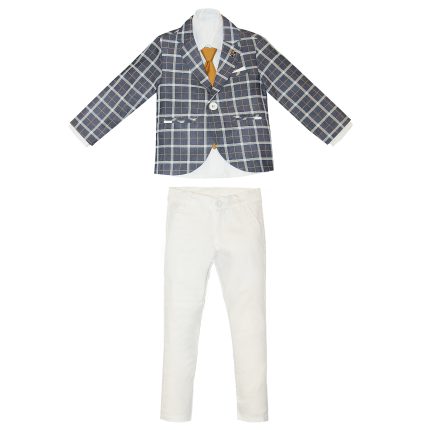 ست 4 تکه لباس پسرانه مدل چهارخانه