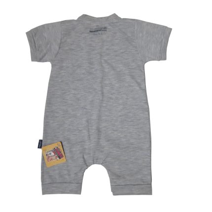 ست سرهمی و کلاه نوزادی پسرانه فسقلیمون طرح فیل کد 1155 رنگ طوسی