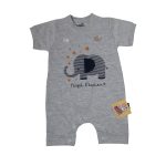 ست سرهمی و کلاه نوزادی پسرانه فسقلیمون طرح فیل کد 1155 رنگ طوسی