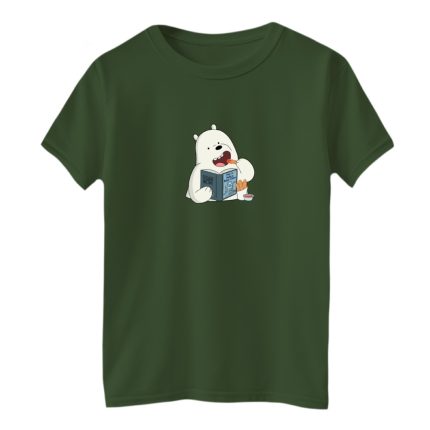 تی شرت آستین کوتاه بچگانه مدل سه خرس کد03 رنگ یشمی