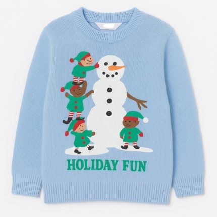 ژاکت یقه گرد پسرانه مدل ریز بافت کریسمسی