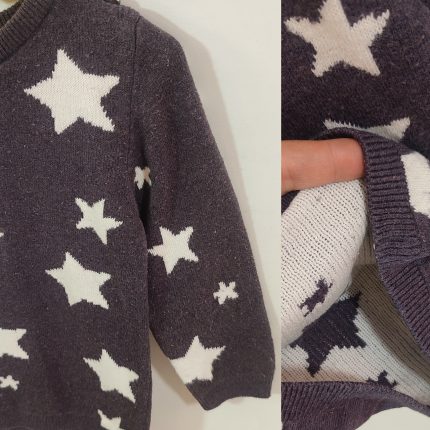 پلیور یقه گرد نوزادی مدل ستاره